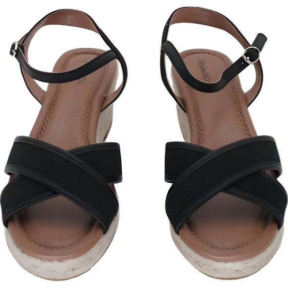 Style Co Leahh Espadrille Wedge Sandals Black Canvas 11M - Picture 5 of 6